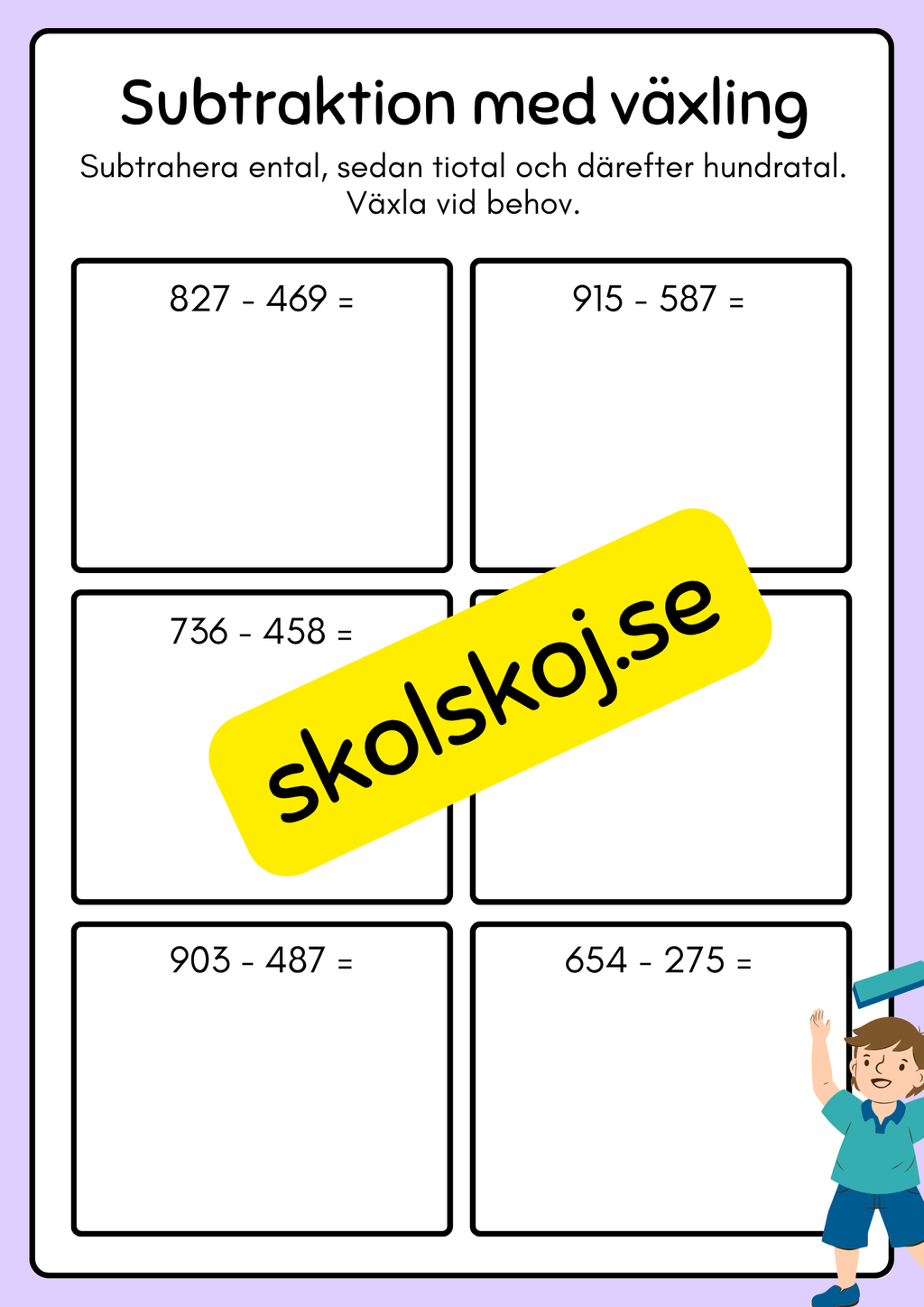 Subtraktion med växling - Häfte