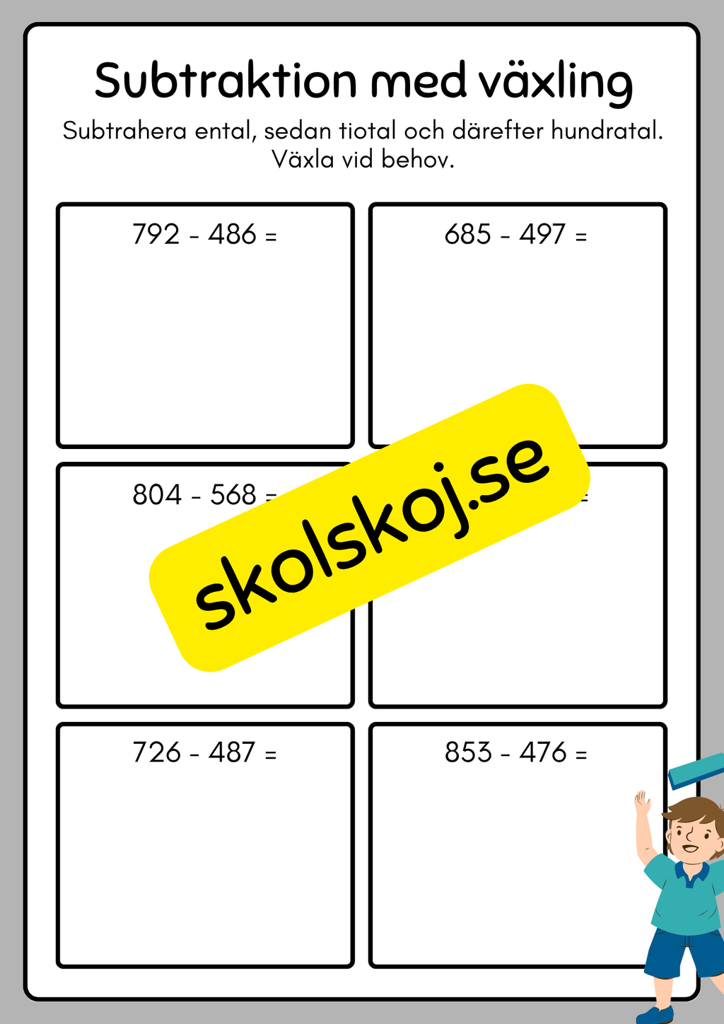 Subtraktion med växling - Häfte