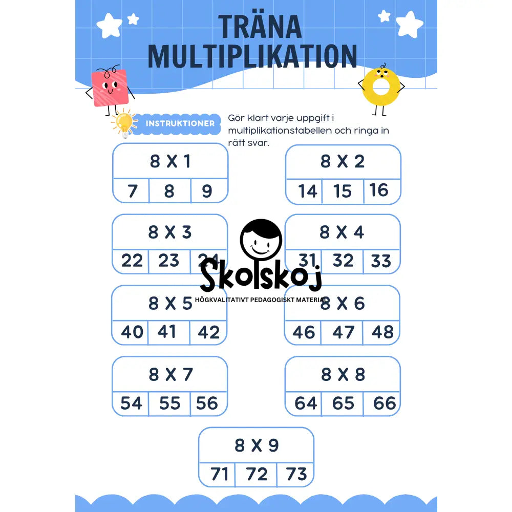 Träna multiplikation - 2 - 10