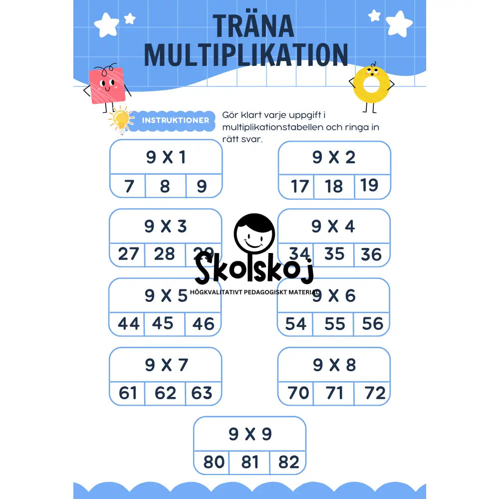Träna multiplikation - 2 - 10