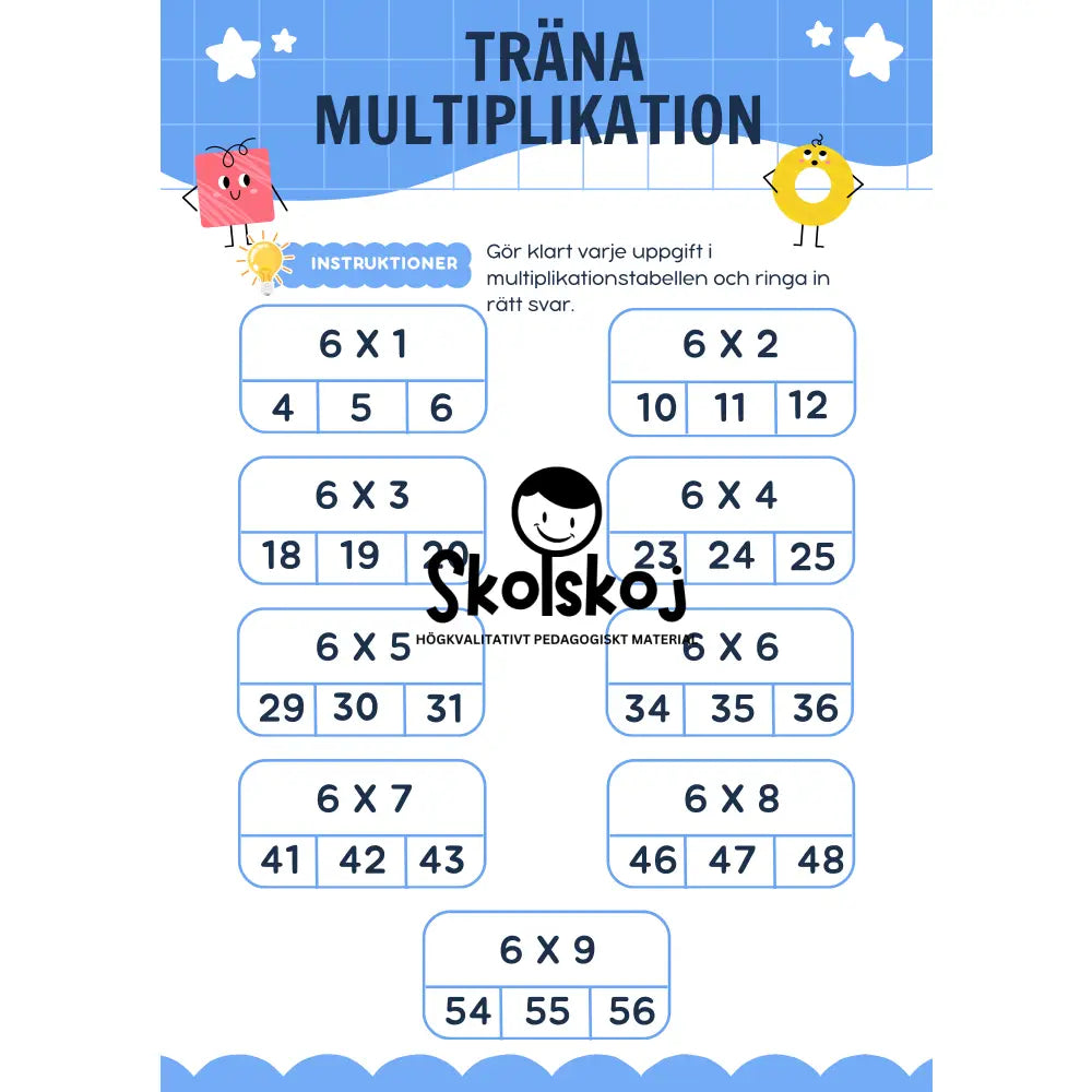 Träna multiplikation - 2 - 10