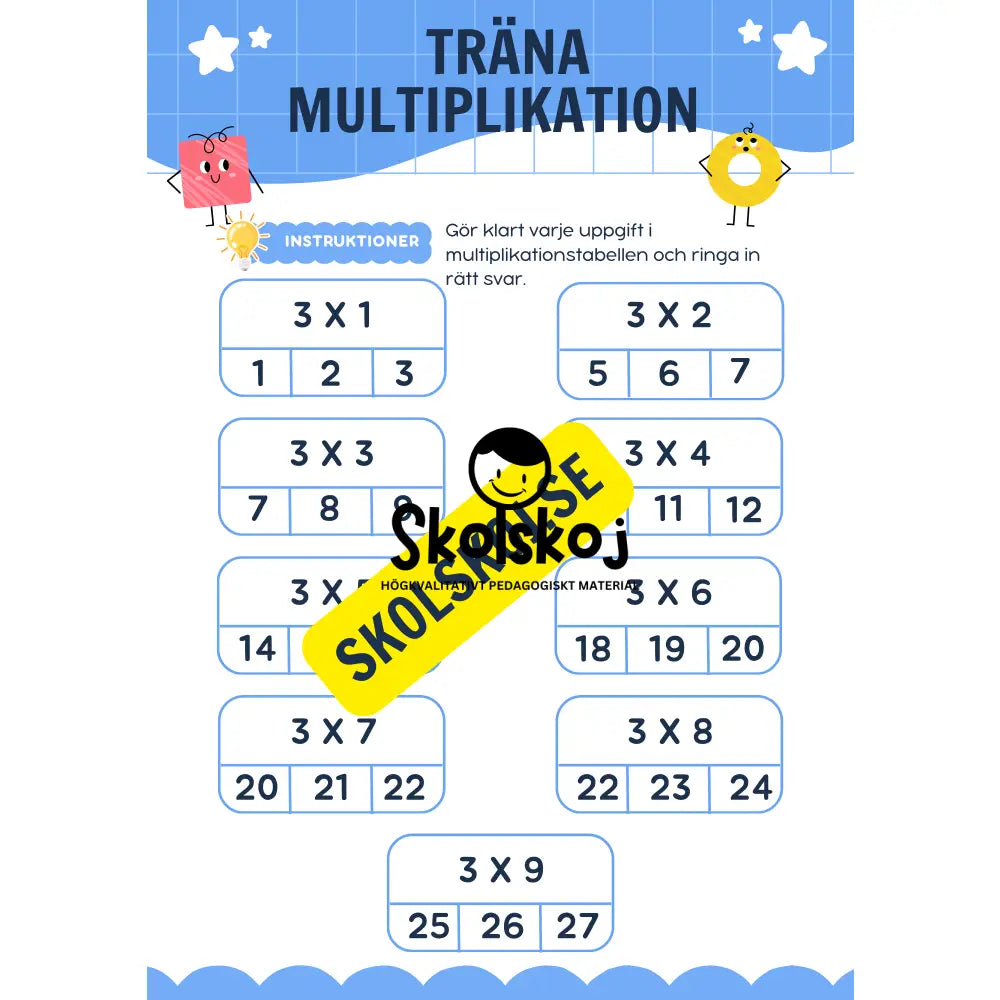 Träna multiplikation - 2 - 10