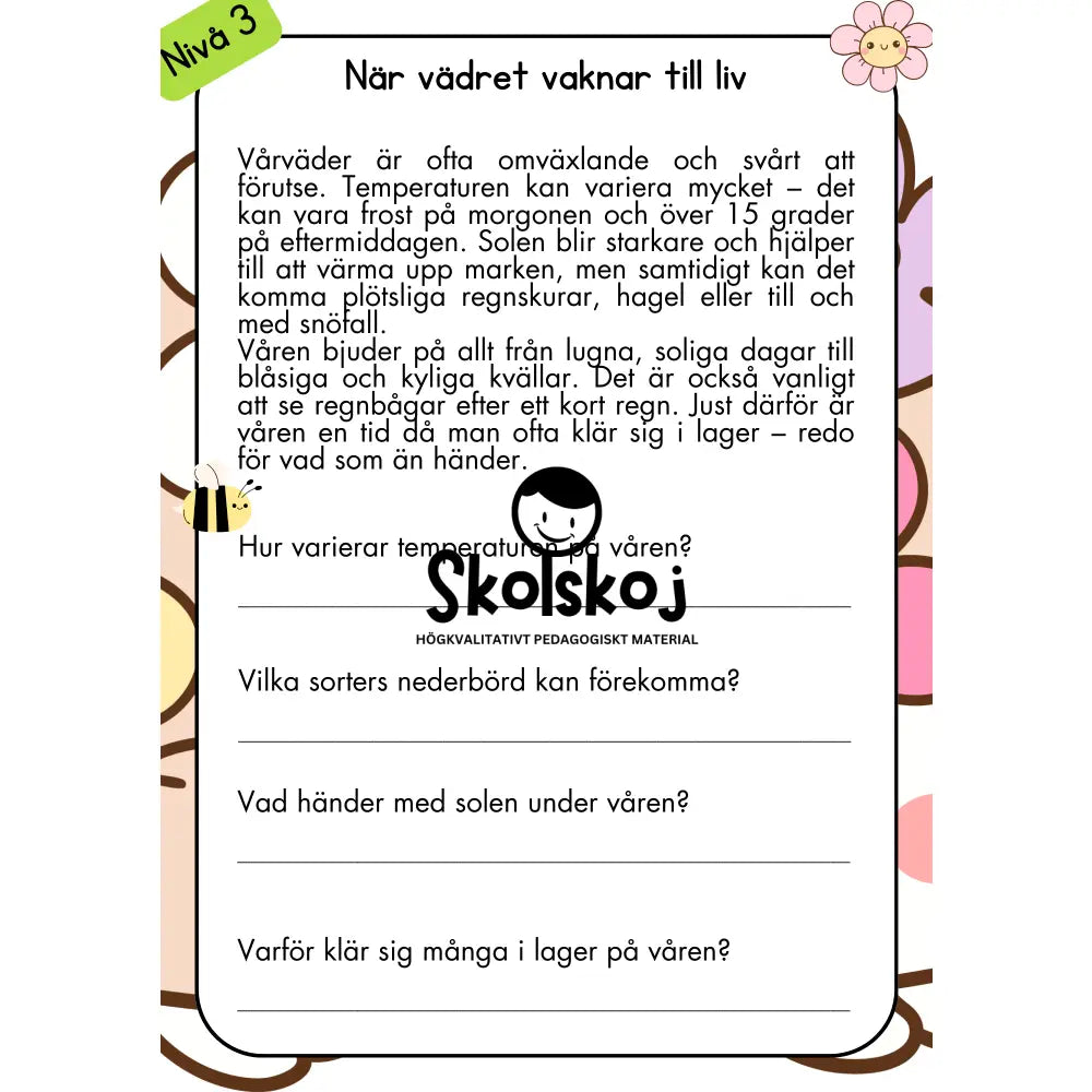 Våren i fokus - Läsförståelse - Årskurs 1 - 3