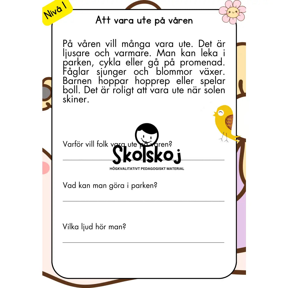 Våren i fokus - Läsförståelse - Årskurs 1 - 3