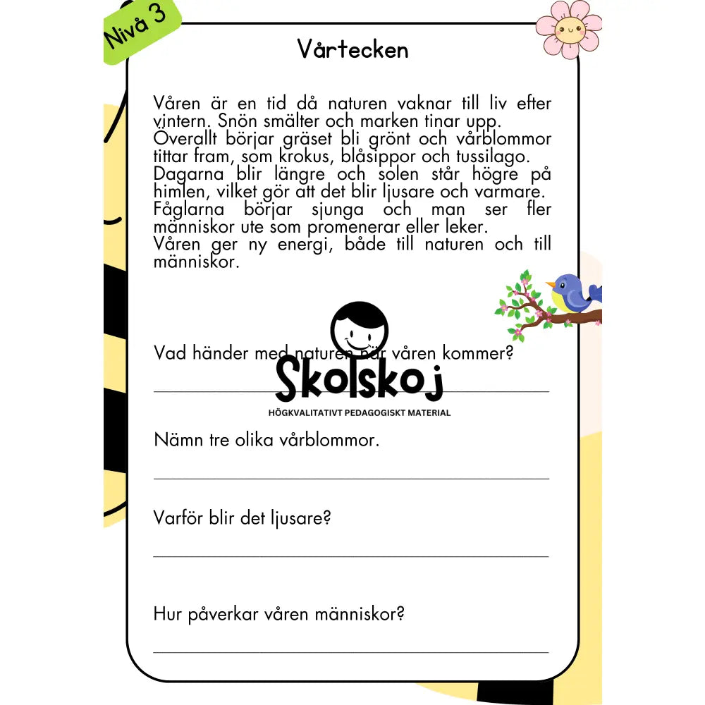 Våren i fokus - Läsförståelse - Årskurs 1 - 3