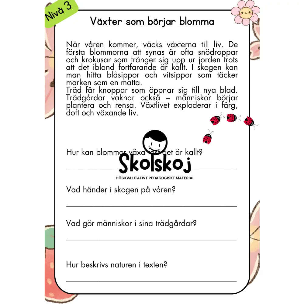Våren i fokus - Läsförståelse - Årskurs 1 - 3