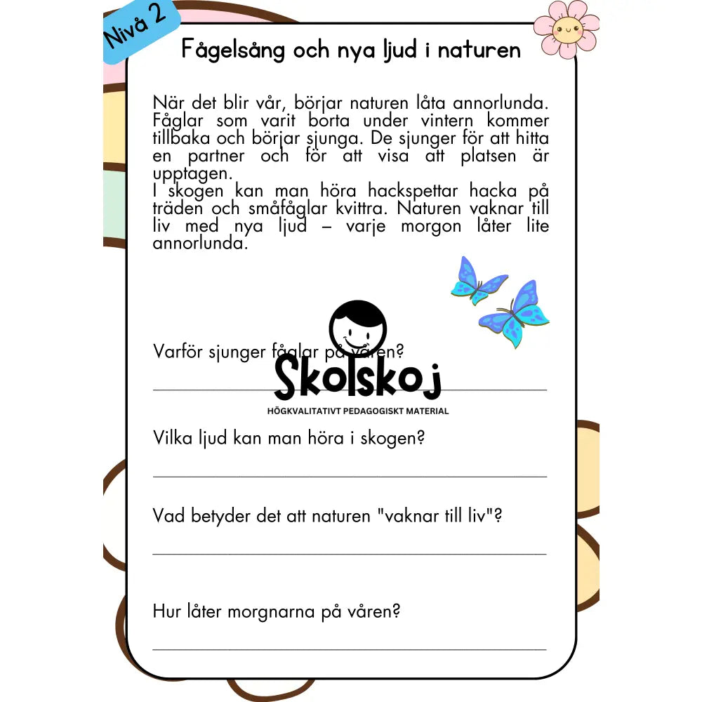 Våren i fokus - Läsförståelse - Årskurs 1 - 3