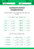 Samband mellan längdenheter - Årskurs 4 - 6