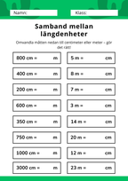 Samband mellan längdenheter - Årskurs 4 - 6