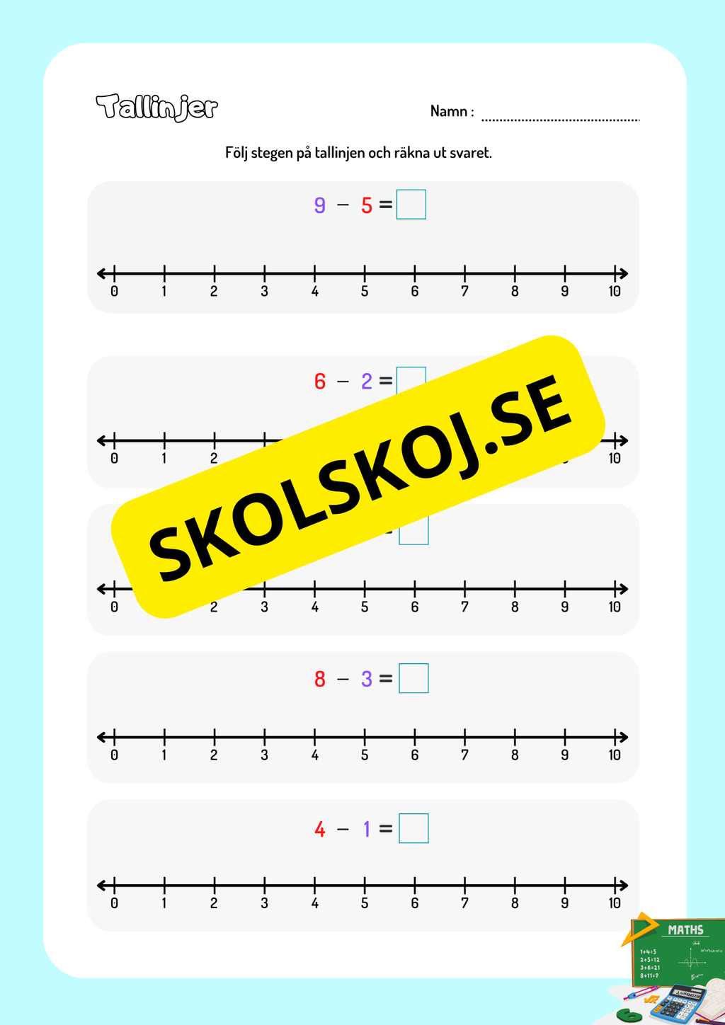 Häfte - Tallinjer - Addition och subtraktion