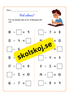 Vad saknas - Subtraktion - Häfte