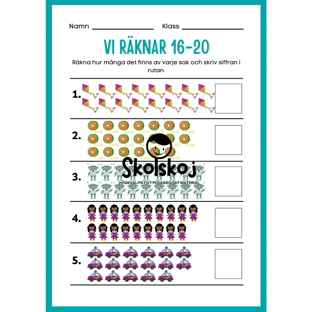 Vi räknar 1 - 20