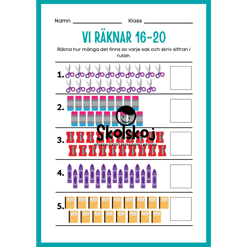 Vi räknar 1 - 20