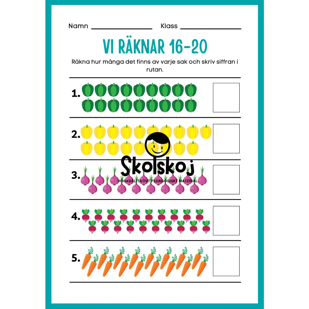 Vi räknar 1 - 20