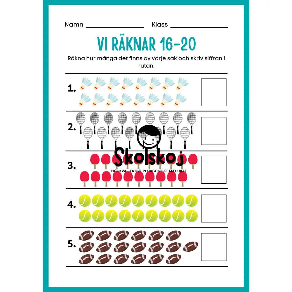 Vi räknar 1 - 20