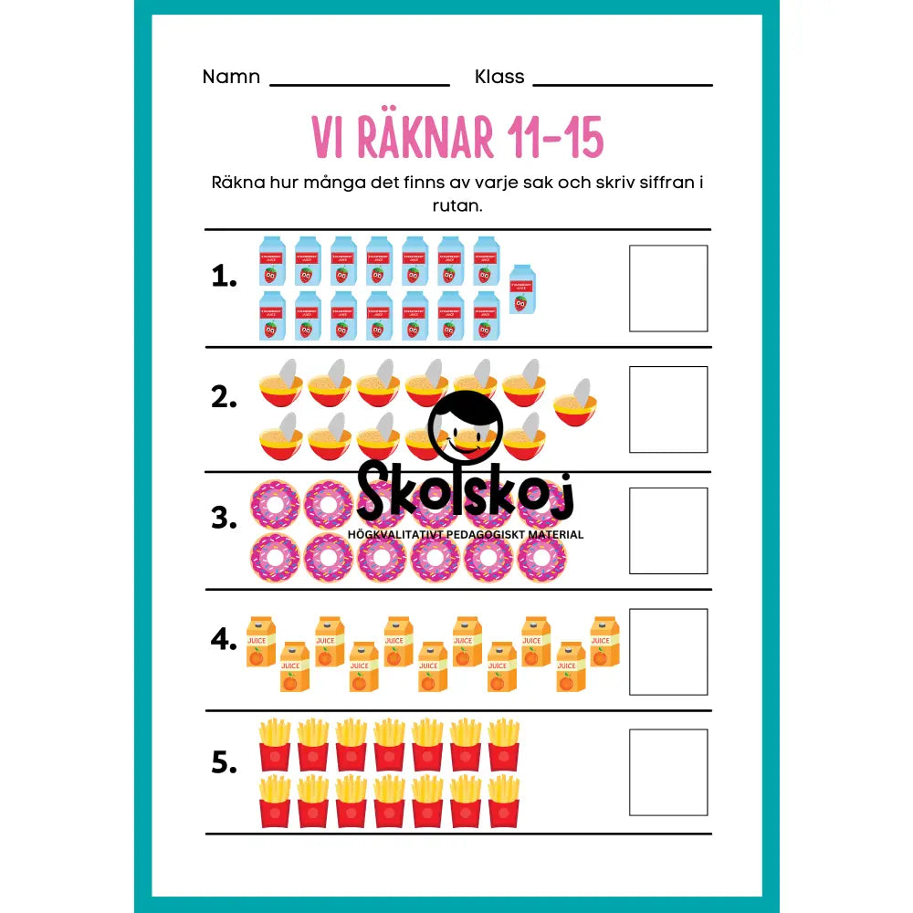 Vi räknar 1 - 20