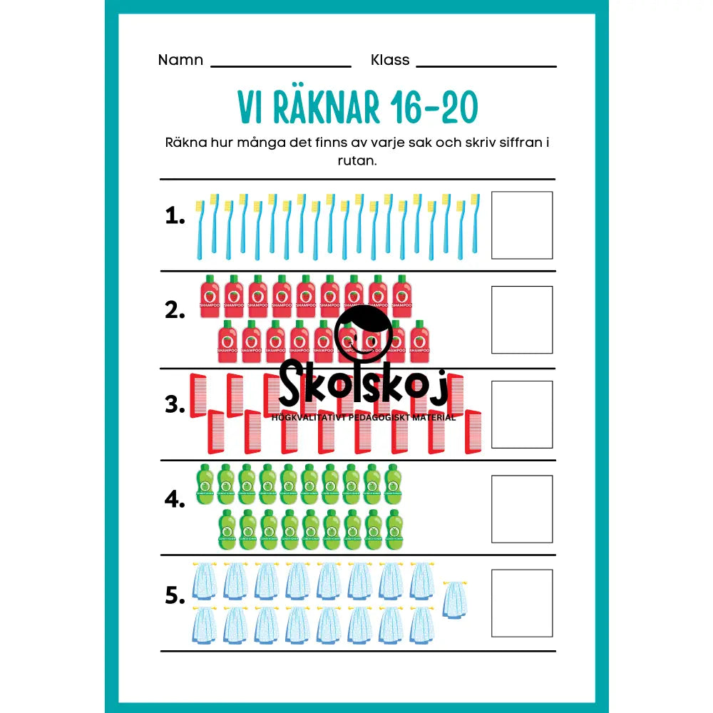 Vi räknar 1 - 20