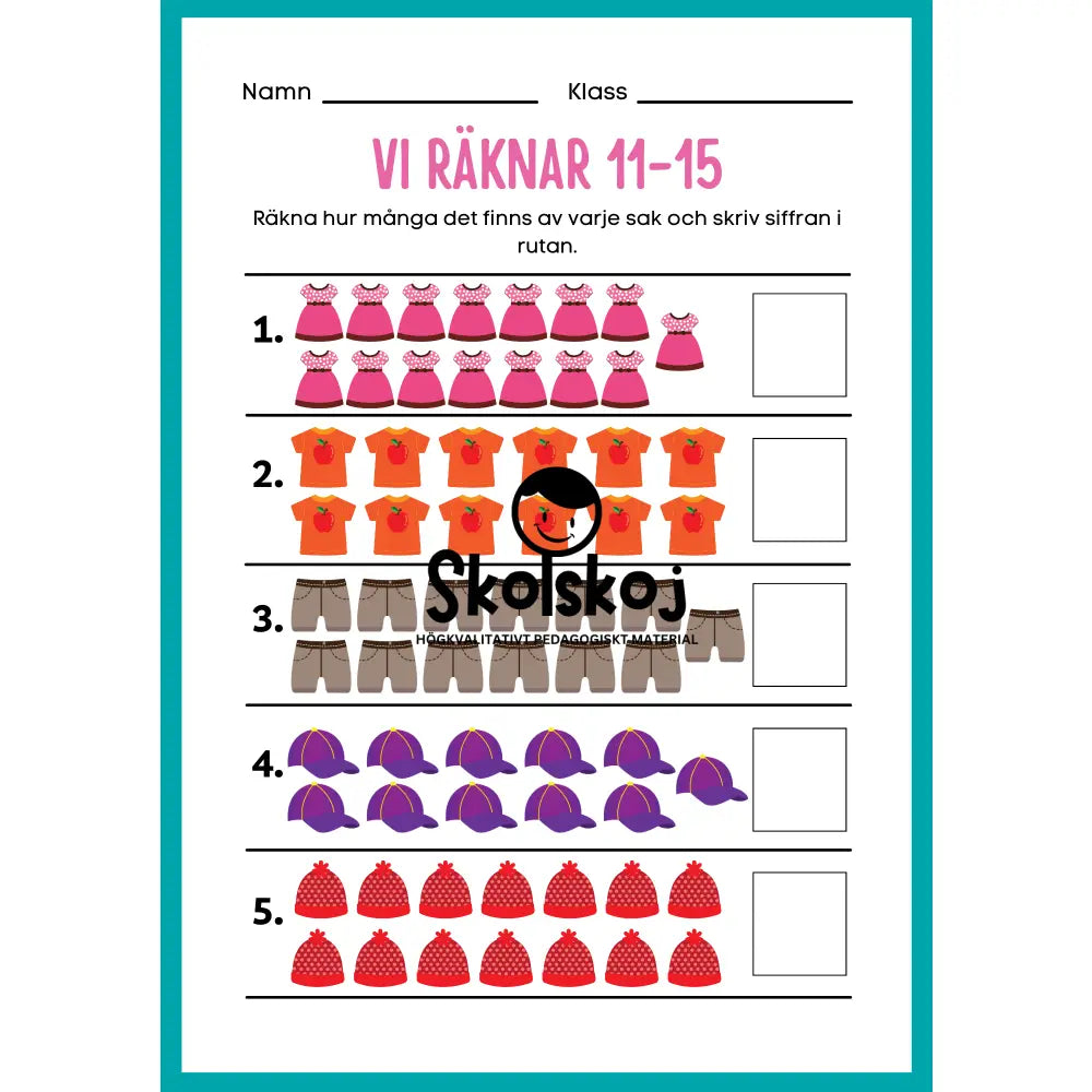 Vi räknar 1 - 20