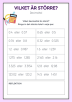 Vilket är större - Decimaltal