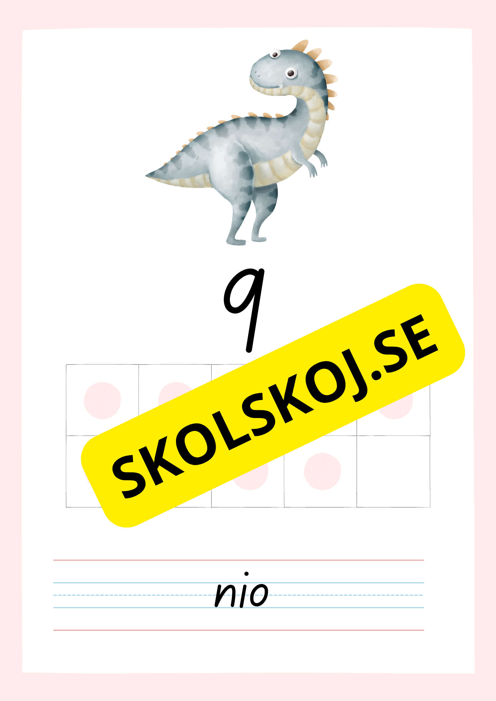 Väggkort - Sifferkort - Dinosaurier - 0 - 10
