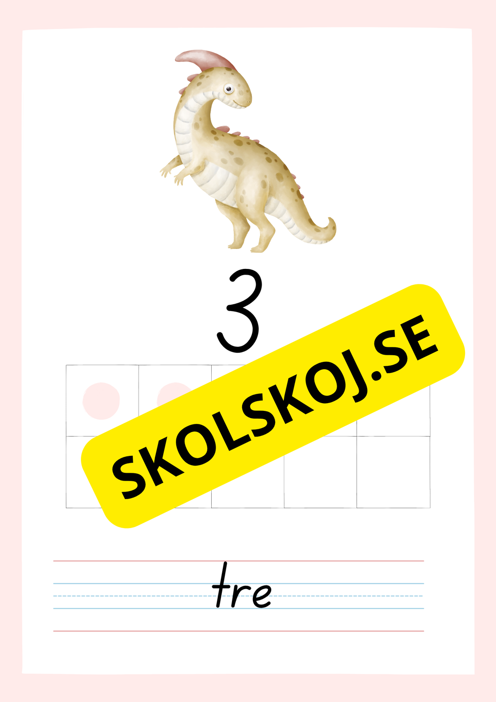 Väggkort - Sifferkort - Dinosaurier - 0 - 10