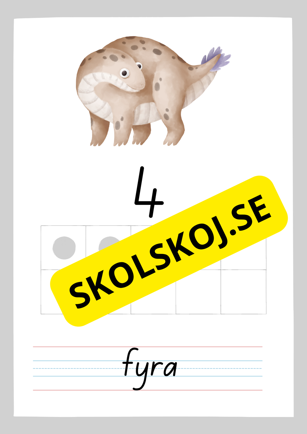 Väggkort - Sifferkort - Dinosaurier - 0 - 10