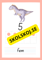Väggkort - Sifferkort - Dinosaurier - 0 - 10