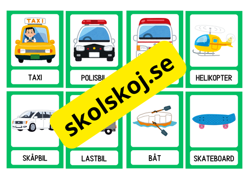 Flashkort - Fordon - A5 format