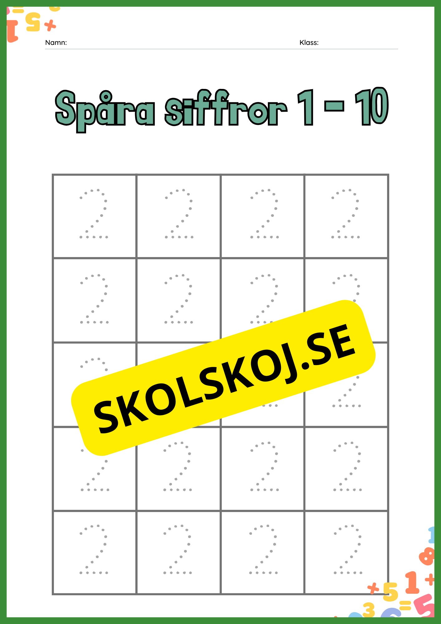 Spåra siffror 1 - 10 - Häfte