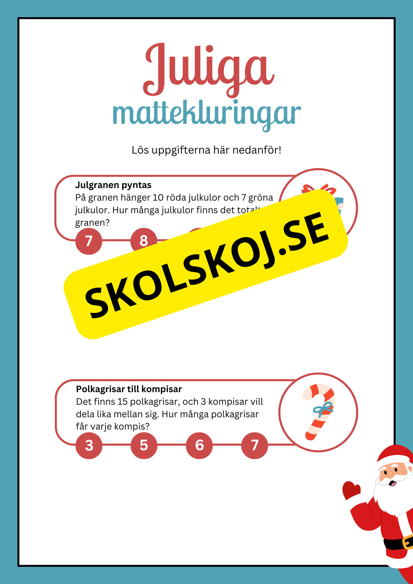 Juliga mattekluringar - Årskurs 2 - 3