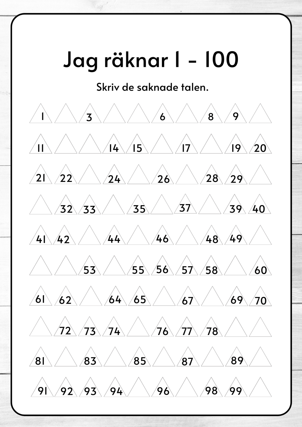 Jag räknar 1 - 100 - Häfte