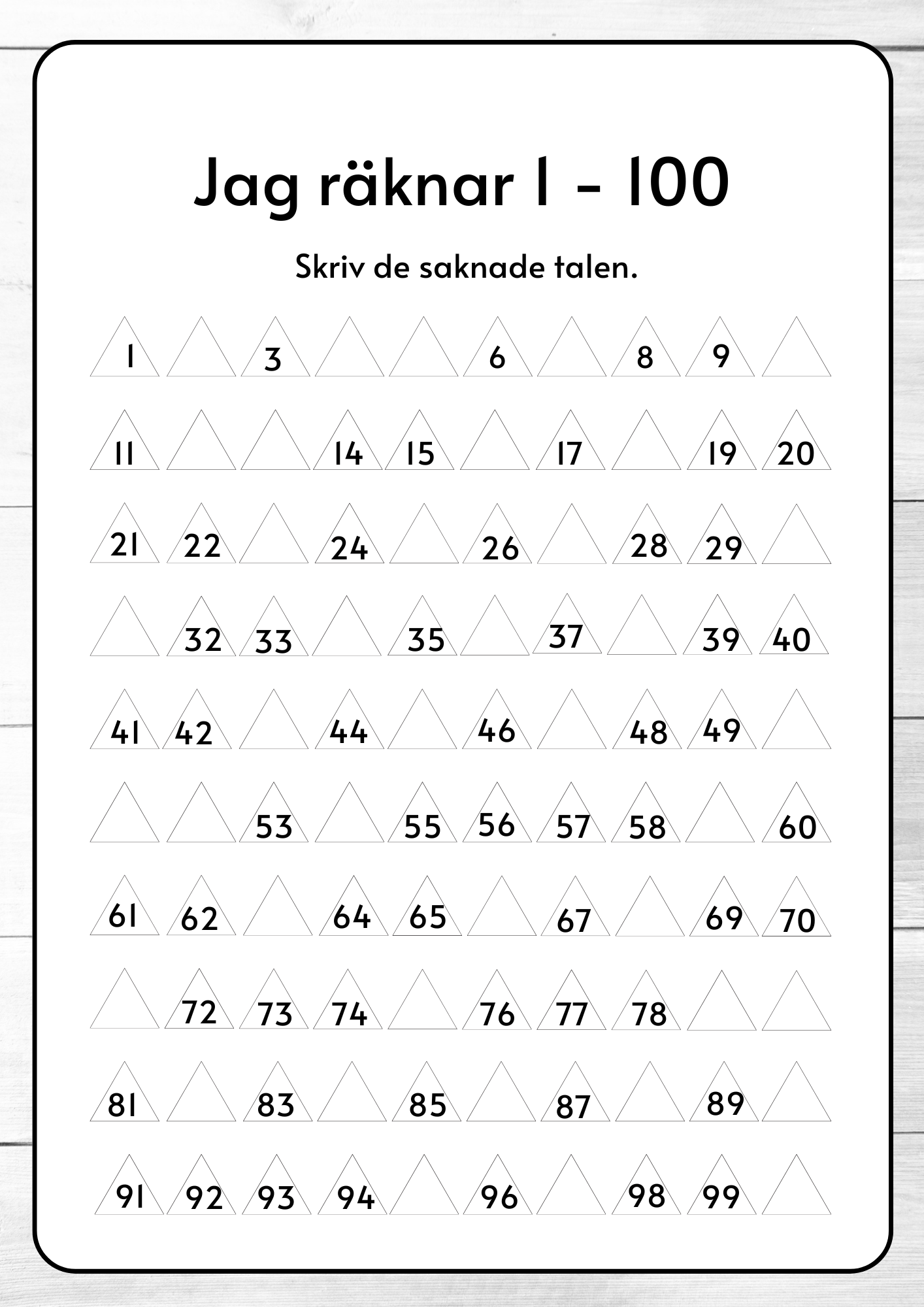 Jag räknar 1 - 100 - Häfte