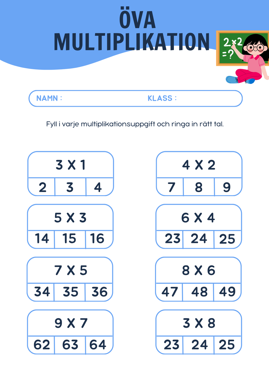 Öva multiplikation - Häfte
