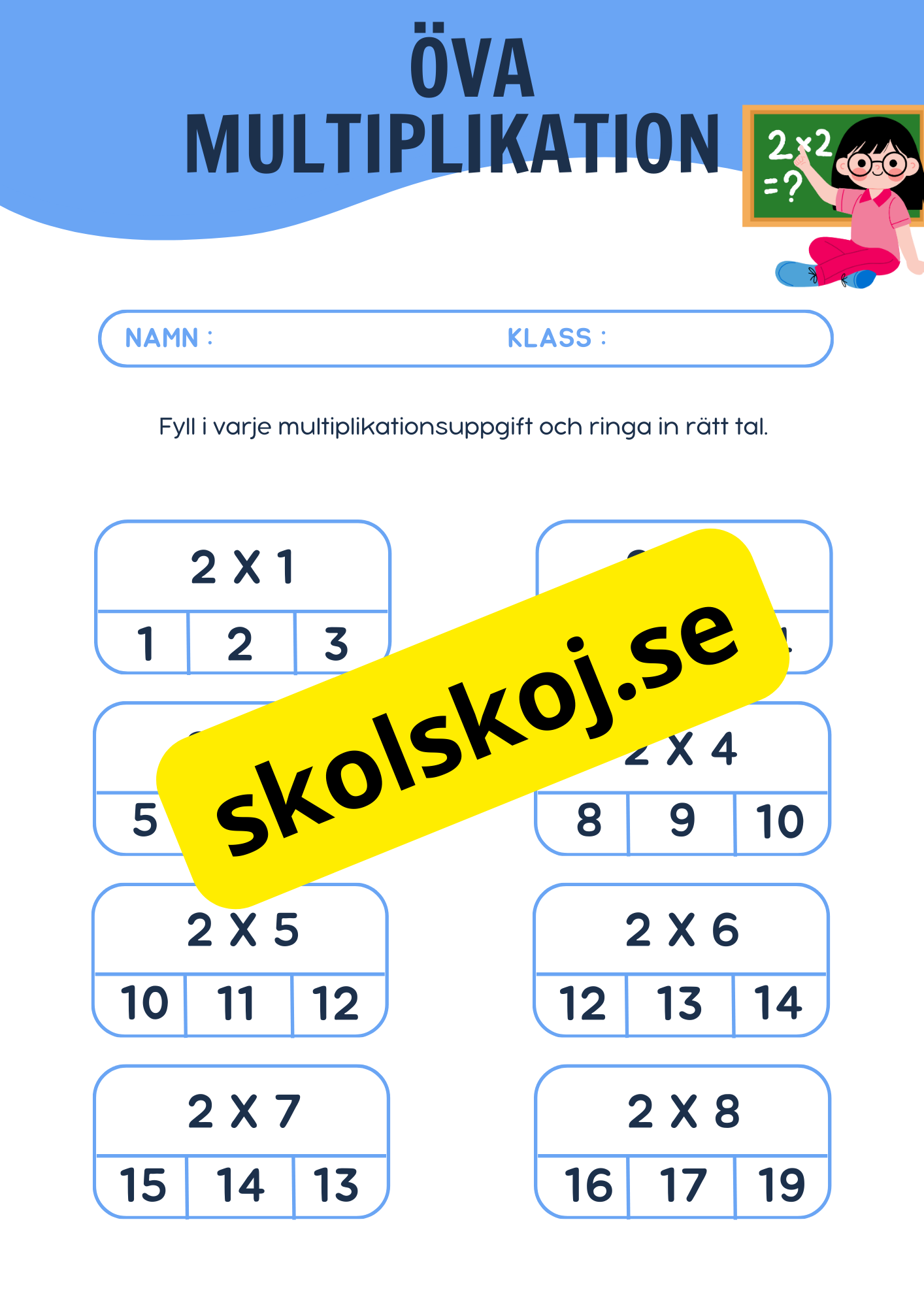 Öva multiplikation - Häfte