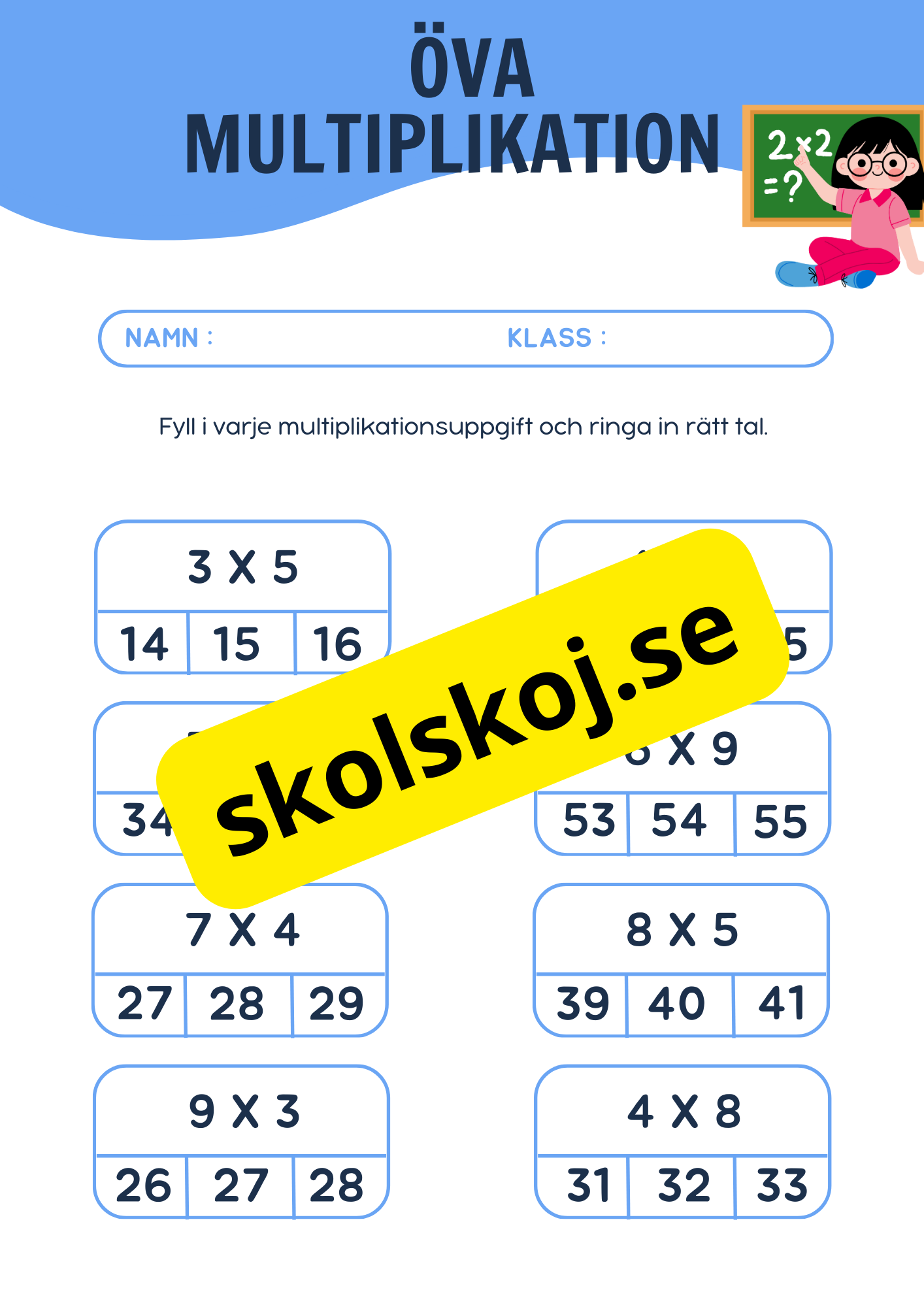 Öva multiplikation - Häfte