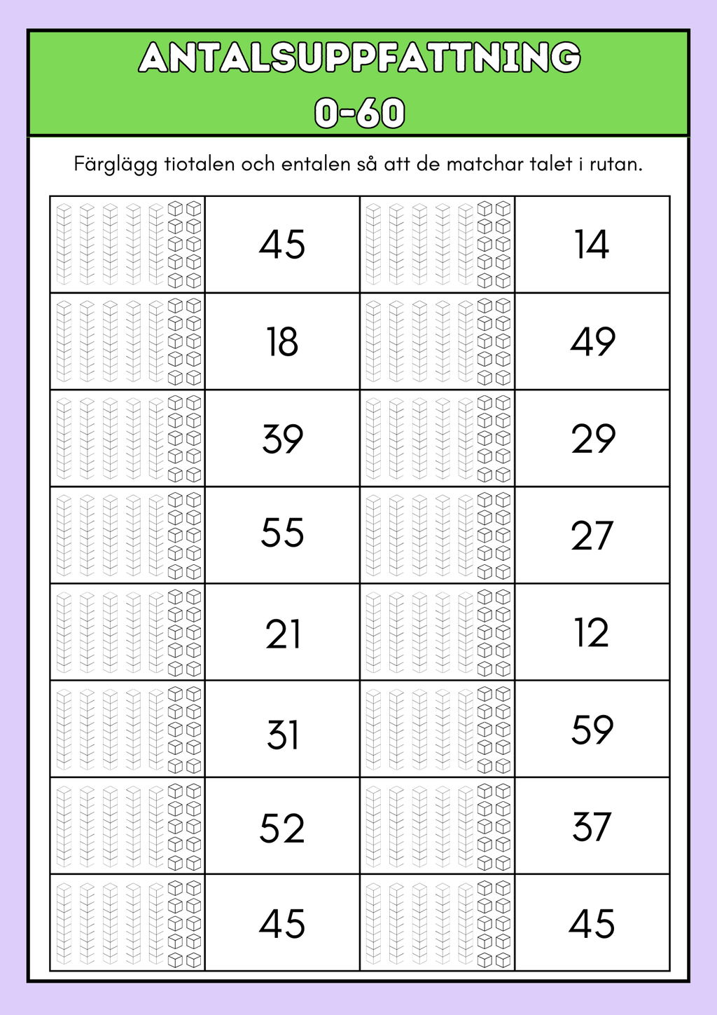 Antalsuppfattning 0 - 60