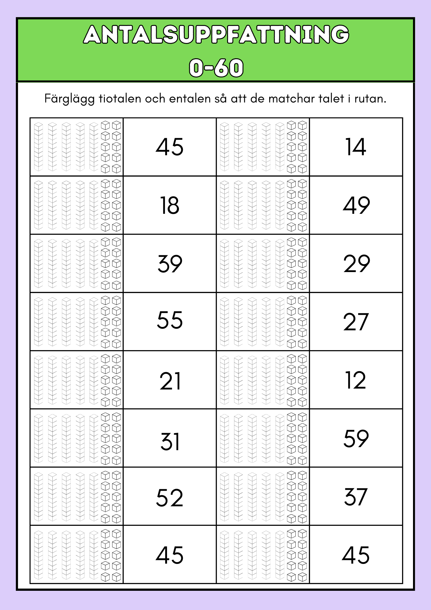 Antalsuppfattning 0 - 60