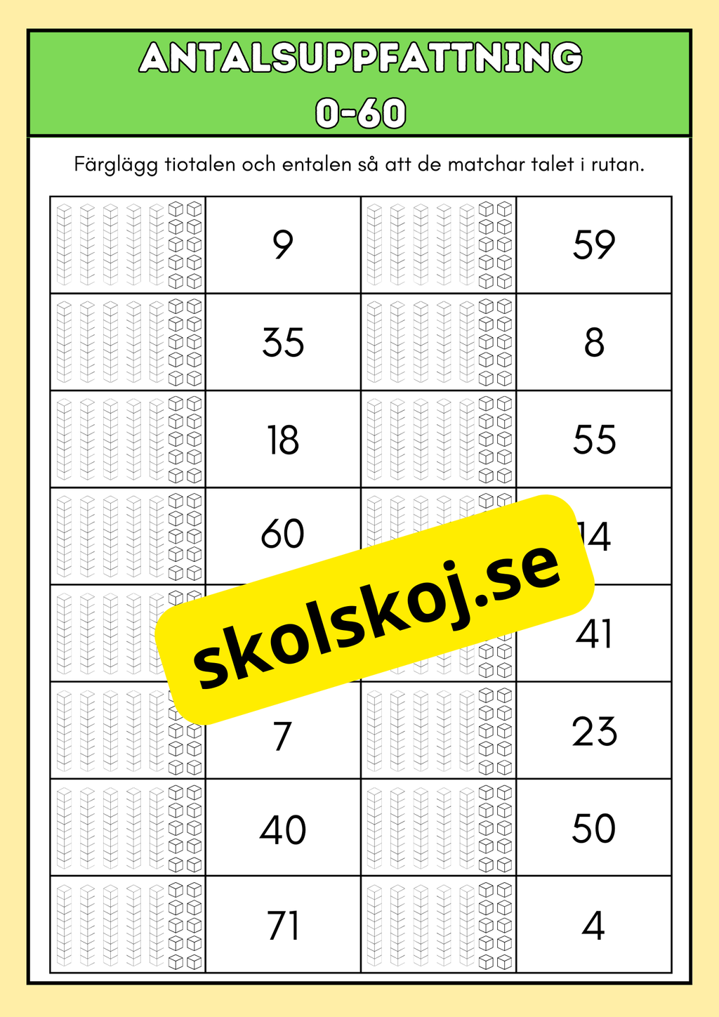 Antalsuppfattning 0 - 60