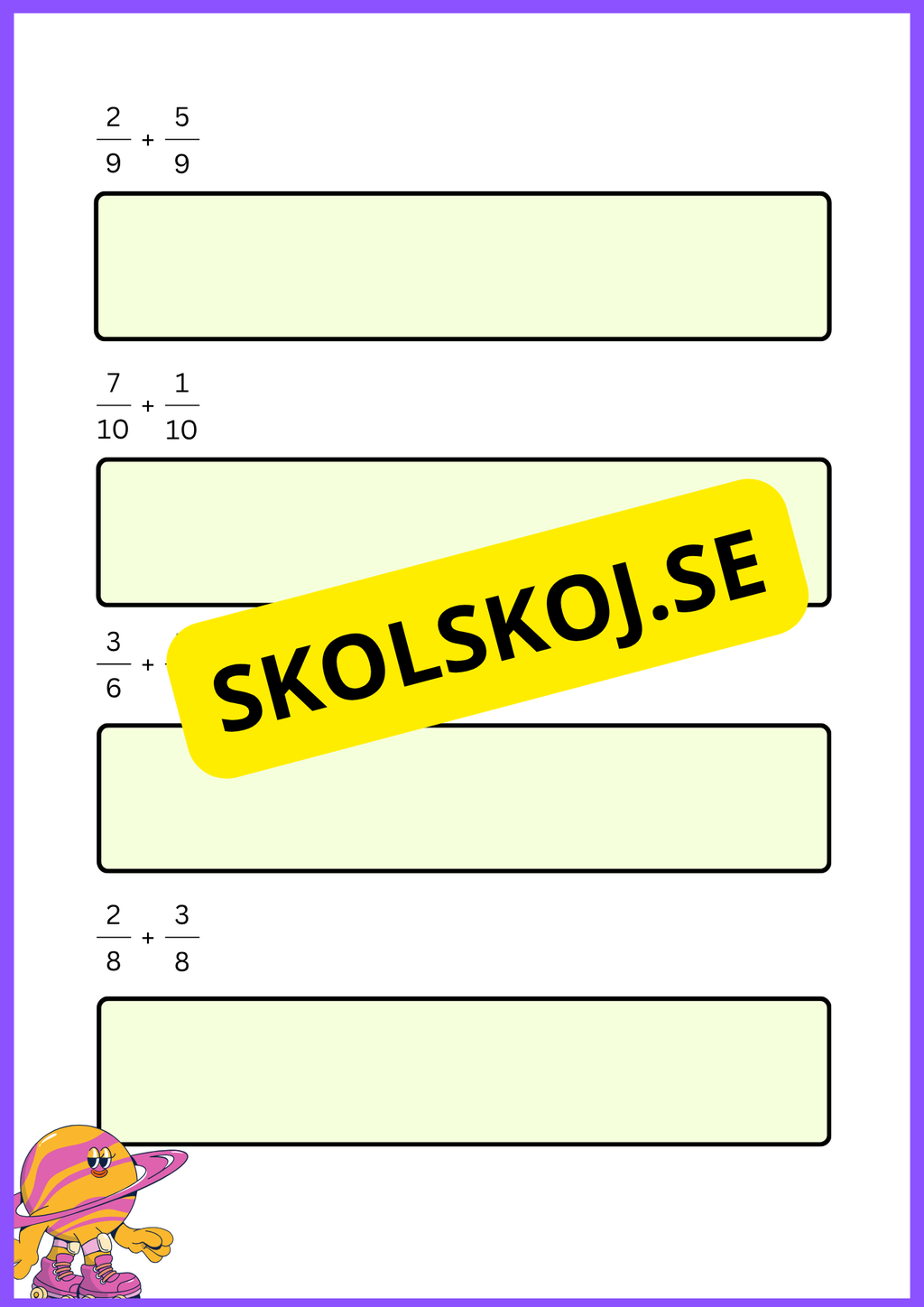 Addition och subtraktion av bråktal - Årskurs 4 - 5