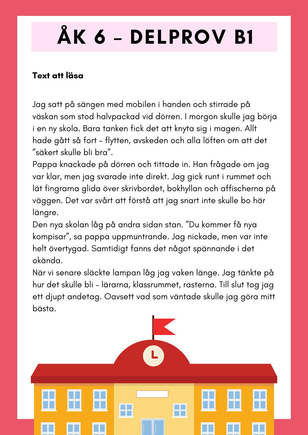Träna inför nationella provet – Åk 6 Läsförståelse (Delprov B1 & B2)