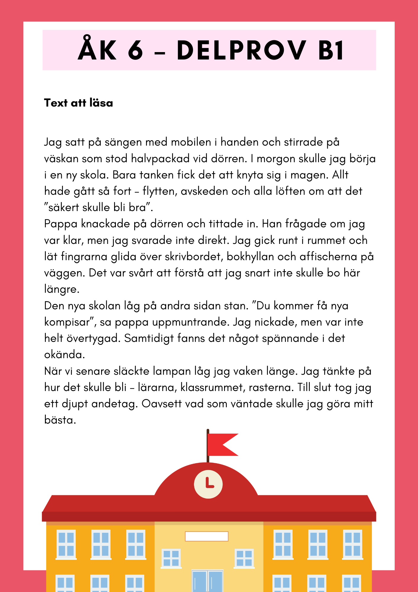 Träna inför nationella provet – Åk 6 Läsförståelse (Delprov B1 & B2)