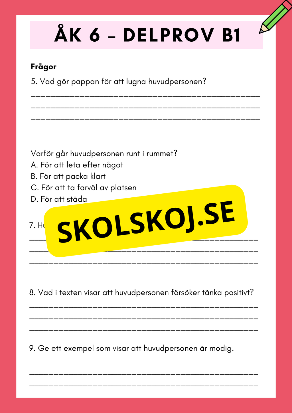 Träna inför nationella provet – Åk 6 Läsförståelse (Delprov B1 & B2)