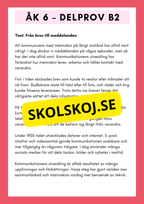 Träna inför nationella provet – Åk 6 Läsförståelse (Delprov B1 & B2)