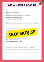 Träna inför nationella provet – Åk 6 Läsförståelse (Delprov B1 & B2)