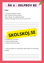 Träna inför nationella provet – Åk 6 Läsförståelse (Delprov B1 & B2)