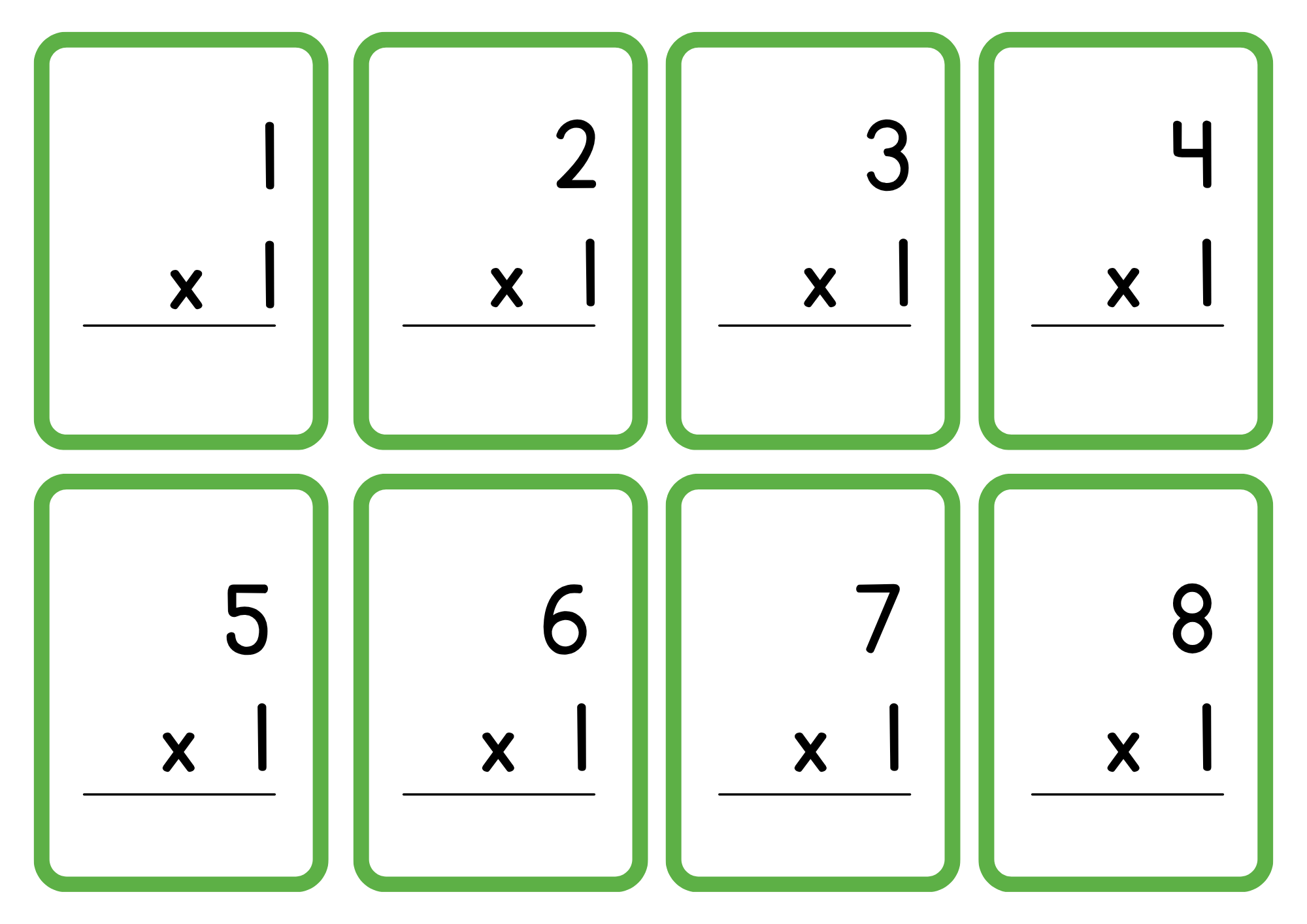 Multiplikation 1 - 10 - Flashkort