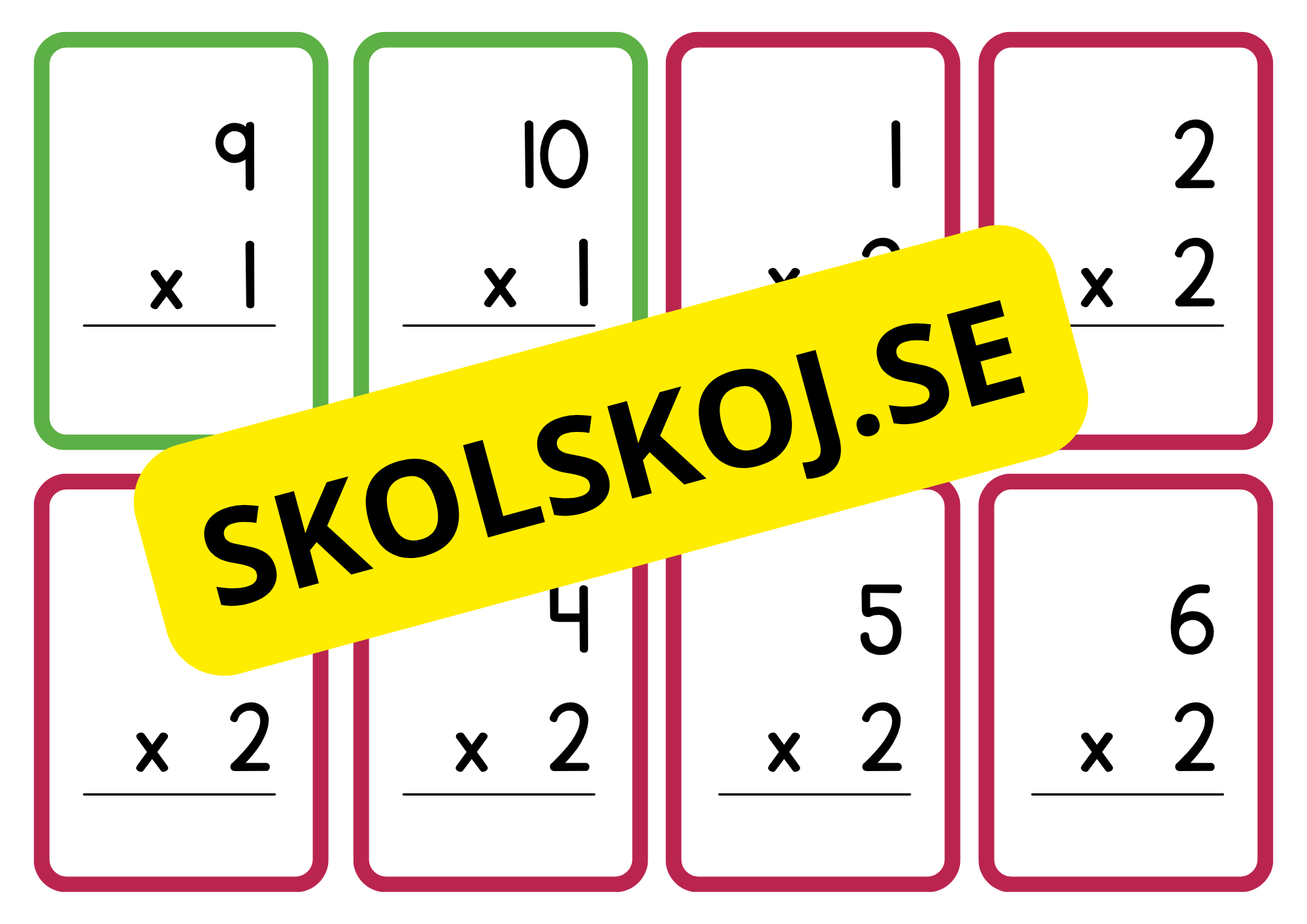 Multiplikation 1 - 10 - Flashkort