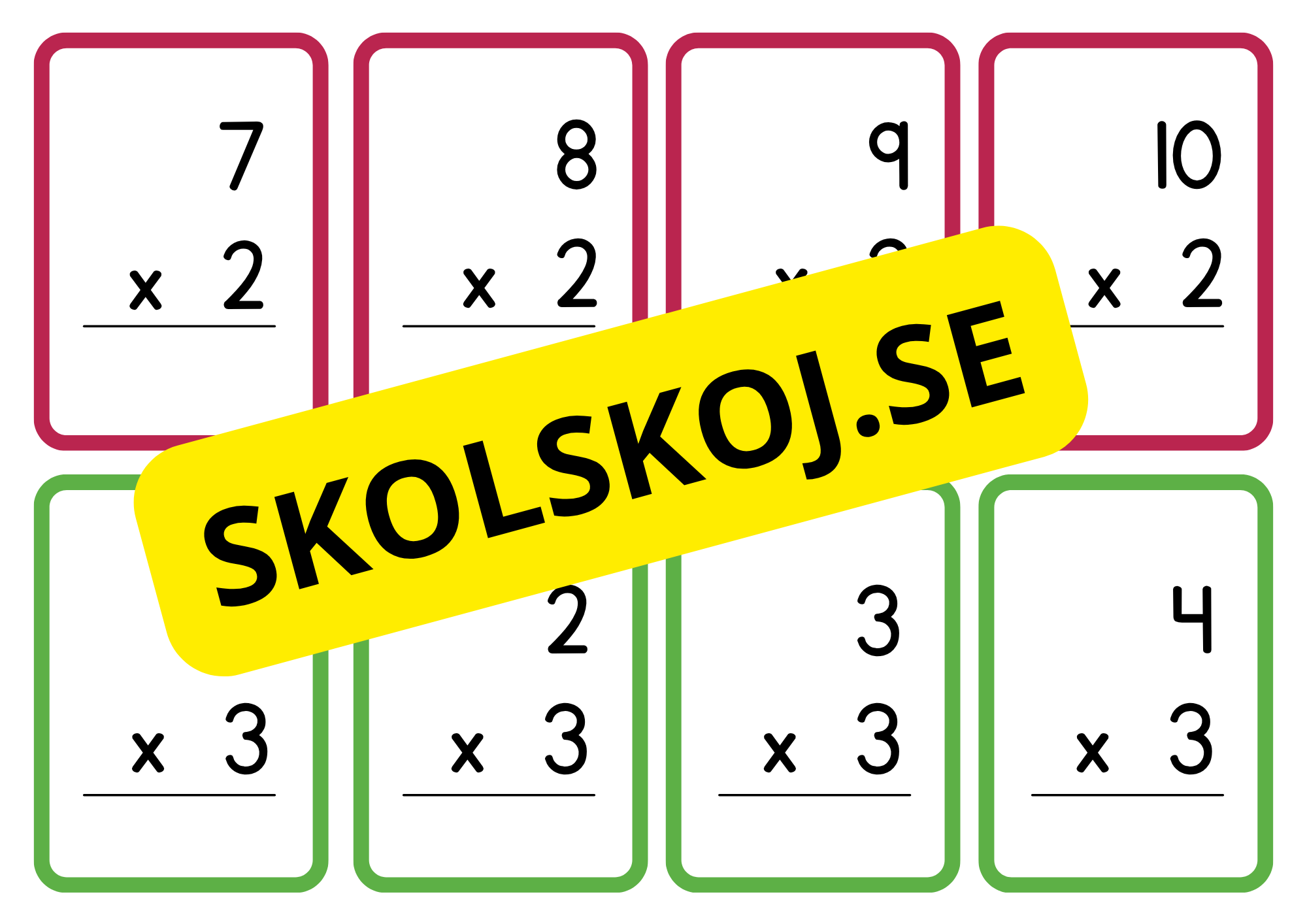 Multiplikation 1 - 10 - Flashkort