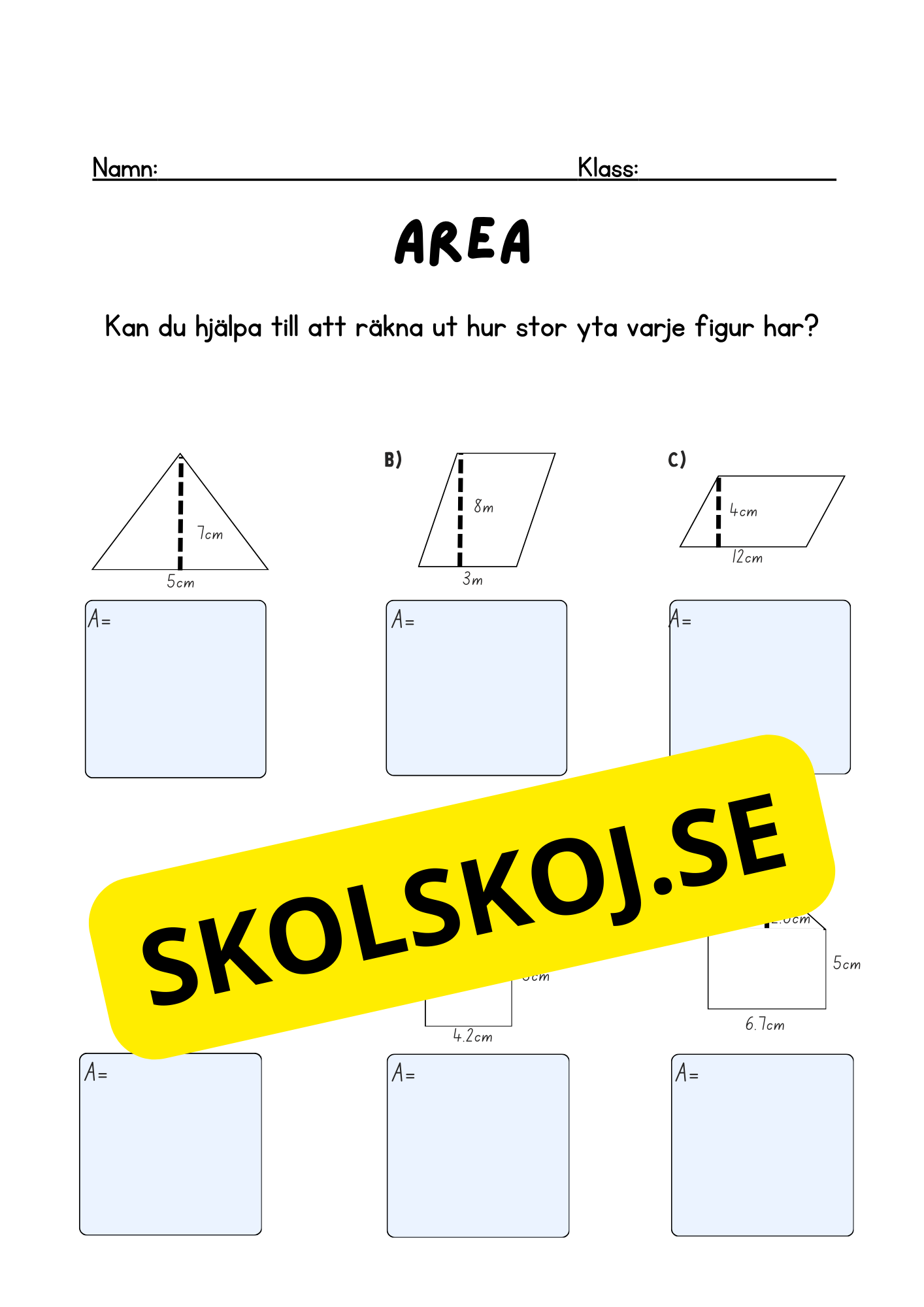 Area - Geometri - Årskurs 5 - 6