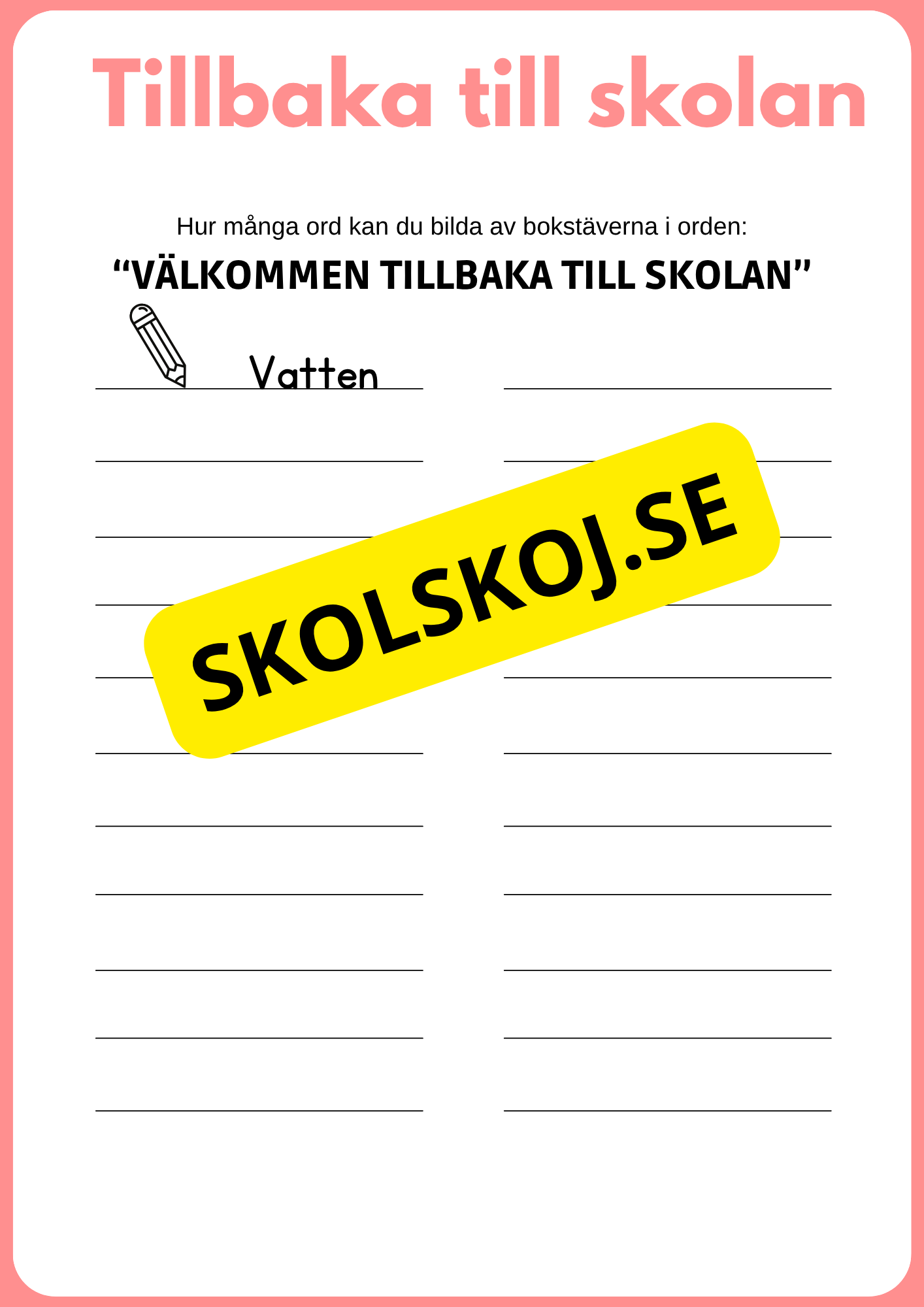 Tillbaka till skolan åk 3 - 4 - (Jullov)